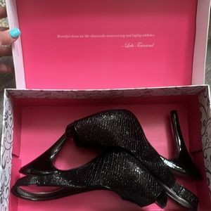 Lulu Townsend Black Sparkle Heels